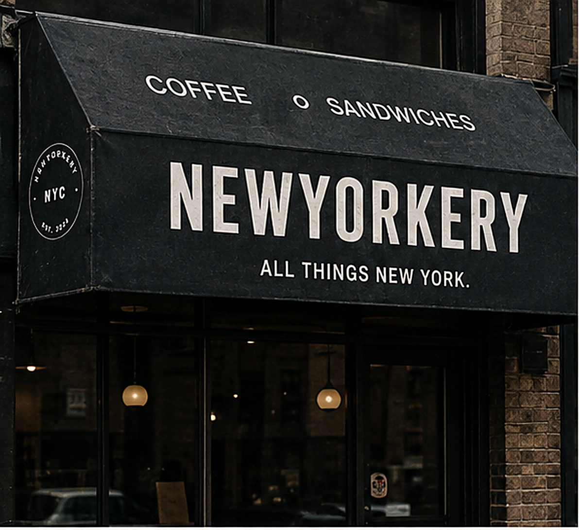 NEWYORKERY street language: Awning · deli green